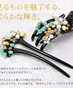 リトルムーン かんざし ヘアクリップ 淡水パール ストーン 軽量 ハンドメイド ヘアアレンジ ヘアアクセサリー 髪飾り 天然石づくしヘアアクセ福袋（沖縄は送料有料）